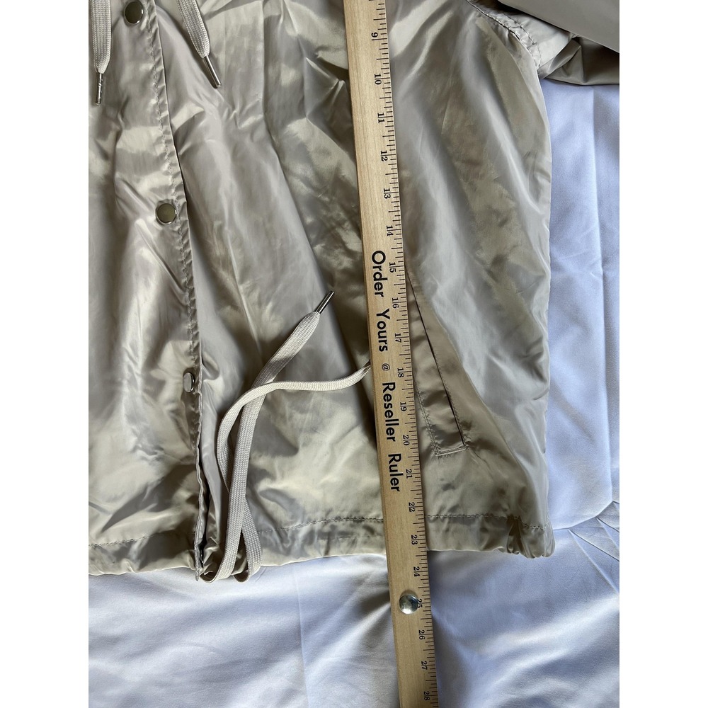 NASA Jacket Womens M Beige Hooded Windbreaker Snap Button Logo H&M Divided EUC - Picture 10 of 11